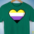 Nonbinary Pride 8-Bit Pixel Heart Premium Unisex T-Shirt - Kelly Green
